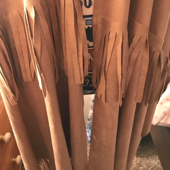 Faux Suede Poncho in taupe color - Picture 10 of 10